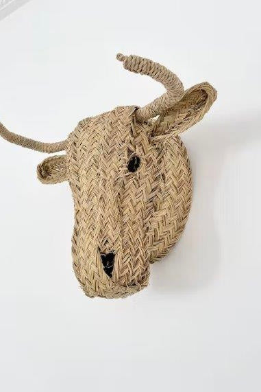 Decorative - Hand Woven Rattan Mask - Cow